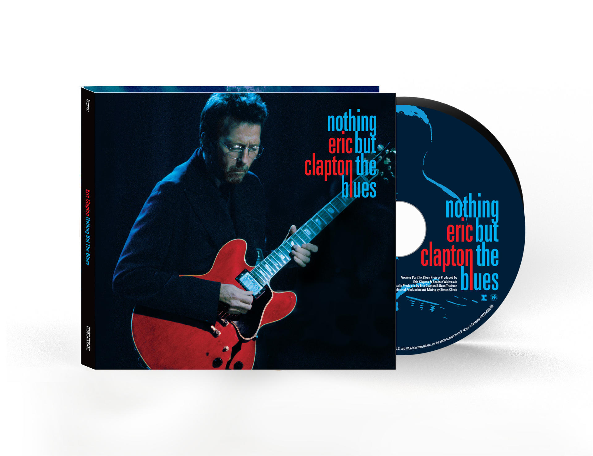 Pochette de CD avec l'image d'Eric Clapton jouant de la guitare et le titre de l'album 'Nothing But The Blues'.