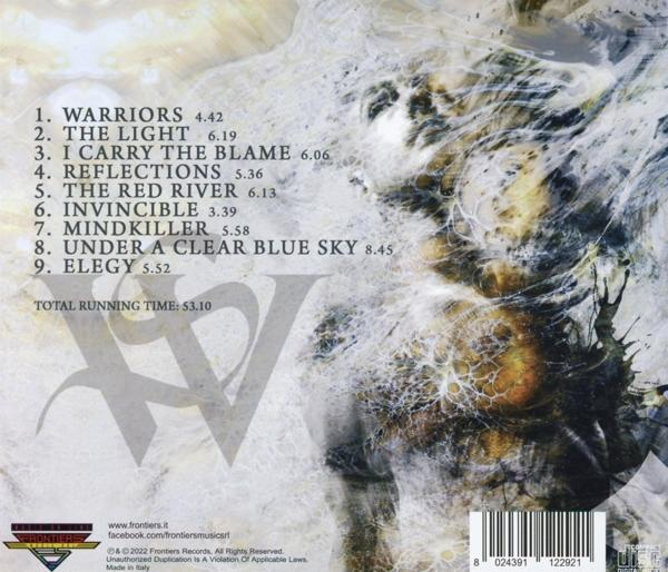 CD-Rückseite mit Trackliste und künstlerischem Hintergrund. Grau und Braun.