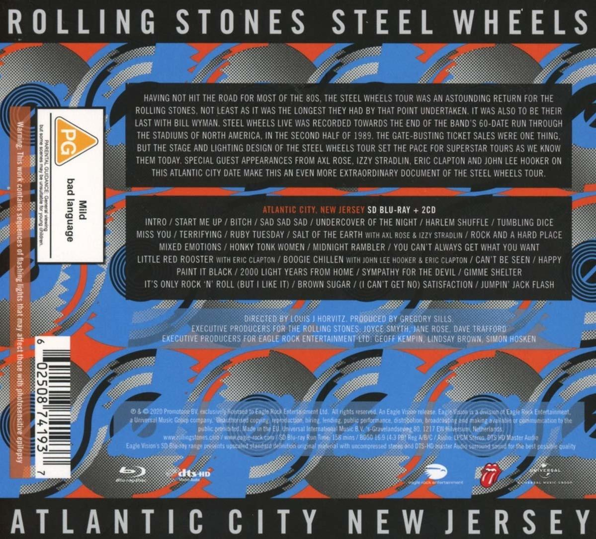 Back of Rolling Stones CD case with tracklist, text in blue and white.