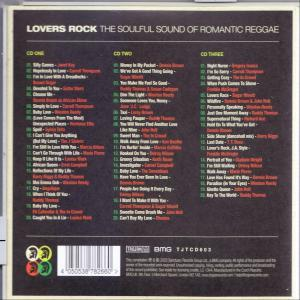 CD-Hülle, schwarzer Hintergrund, Titelliste. Titel: Lovers Rock, The Soulful Sound of Romantic Reggae.