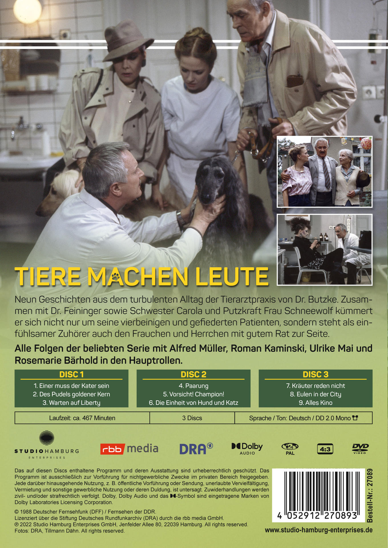 Rückseite einer DVD-Hülle mit Text auf Deutsch und Bildern von Personen. Es gibt ein Foto in der oberen rechten Ecke.