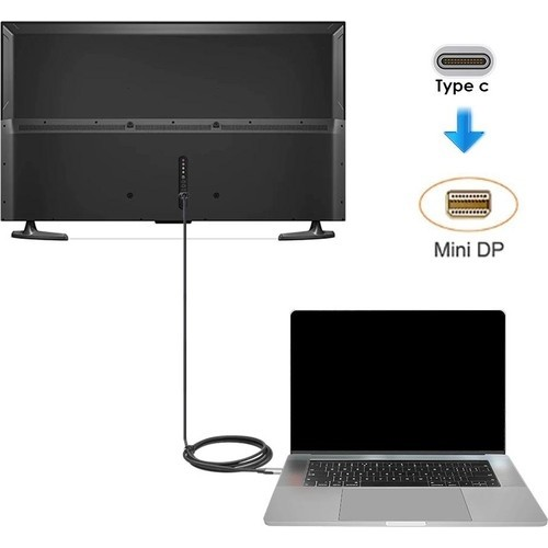 TV, dizüstü bilgisayar ve kablo bağlantı şeması. Tip C - Mini DP.