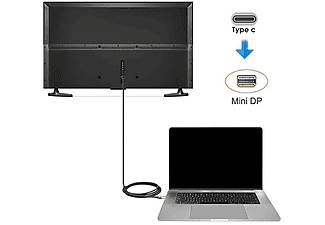 DAYTONA K-02E Type-C To Mini Display Port 4K HD 1.8m Görüntü Aktarım Kablosu Gri_1