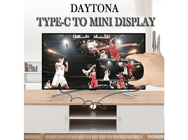 DAYTONA K-02E Type-C To Mini Display Port 4K HD 1.8m Görüntü Aktarım Kablosu Gri_3