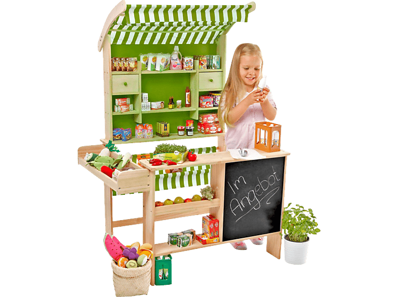 TANNER Großer Biomarkt Spielset Mehrfarbig Holz, Baumwollstoff