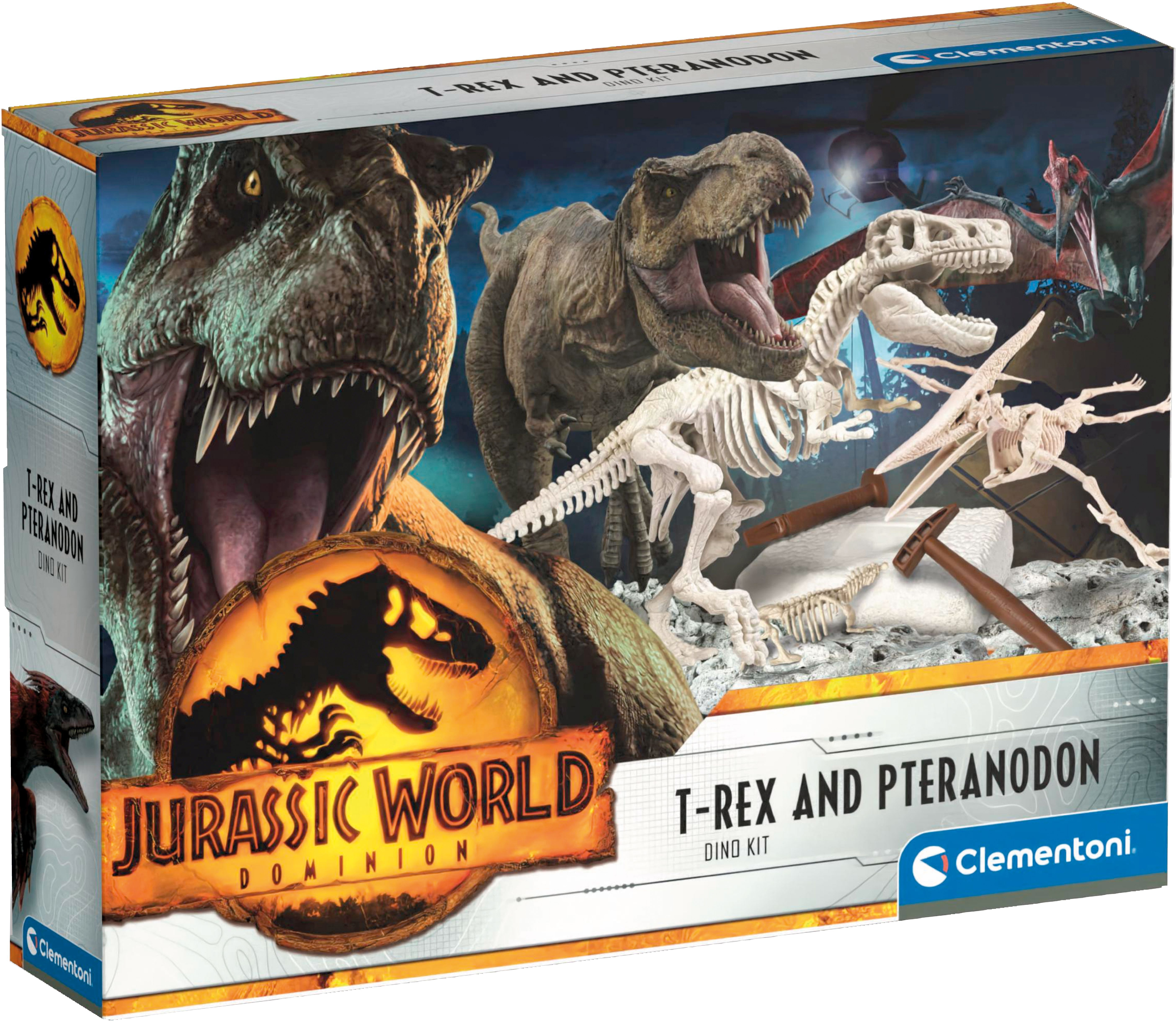 & CLEMENTONI Spielset T-Rex World Jurassic Ausgrabungs-Set Triceratops Clementoni - 3 Mehrfarbig