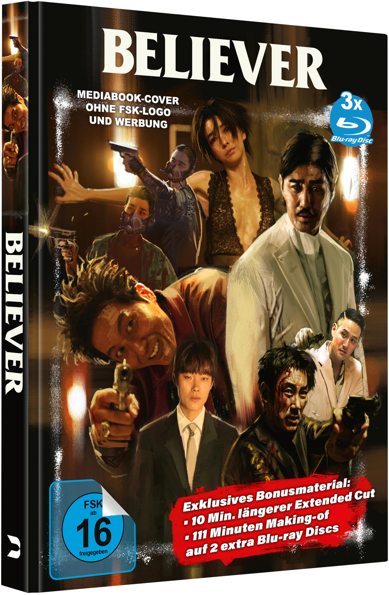 Ein Blu-ray-Box-Set des Films 'Believer', mit mehreren Schauspielern auf dem Cover.