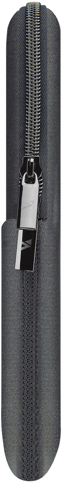 Nahaufnahme eines metallischen Reißverschlusses mit silbernem Zugband.