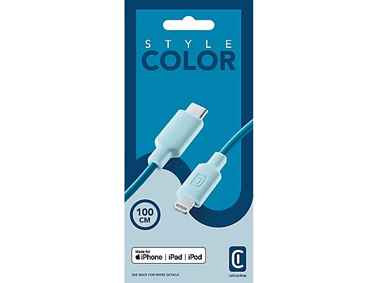 CELLULAR LINE Stylecolor - USB-C zu Lightning Kabel (Blau)