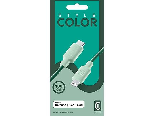 CELLULAR LINE Stylecolor - Cavo da USB-C a Lightning (Verde)