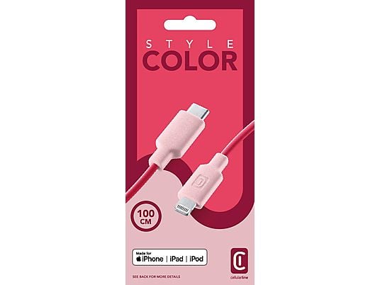 CELLULAR LINE Stylecolor - Câble USB-C vers Lightning (Rose)