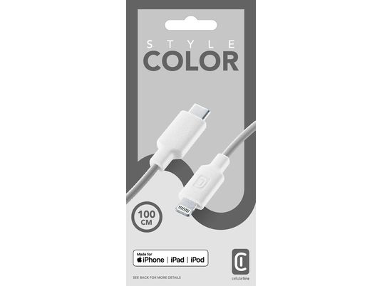 CELLULAR LINE Stylecolor - USB-C zu Lightning Kabel (Weiss)