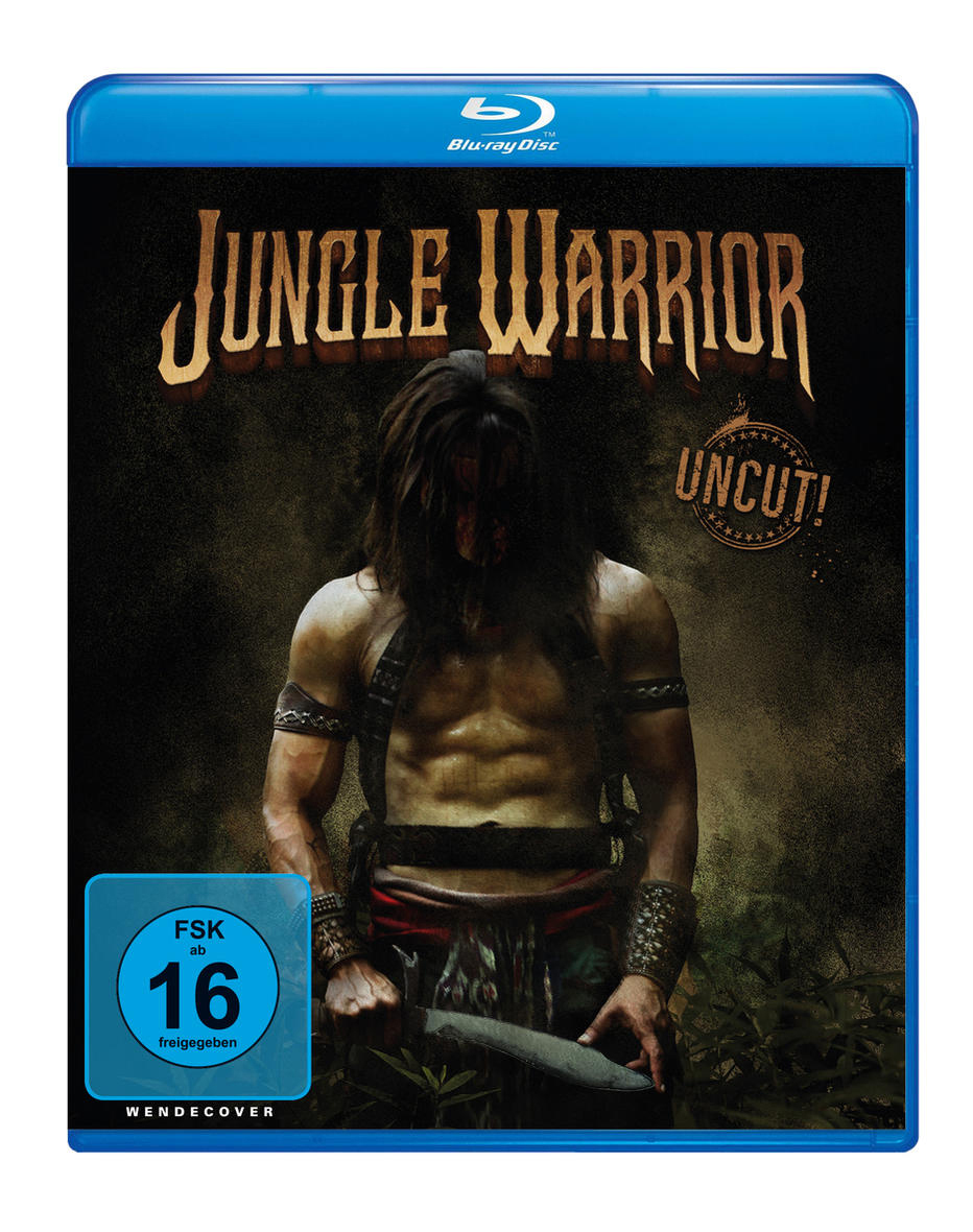 Blu-ray-Disc-Hülle mit Filmposter. Das Poster zeigt einen Mann in einer Dschungel-Umgebung.