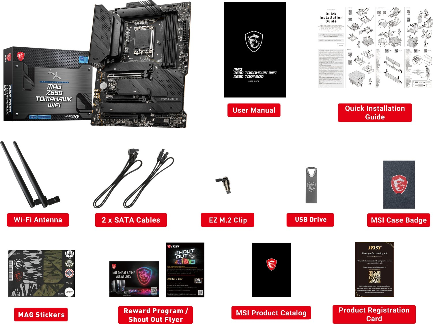 MSI Mainboard MAG Z690 Tomahawk WIFI, DDR5, LGA 1700, ATX, USB-C 3.2, WiFi6E, BT 5.2, 2.5Gb LAN