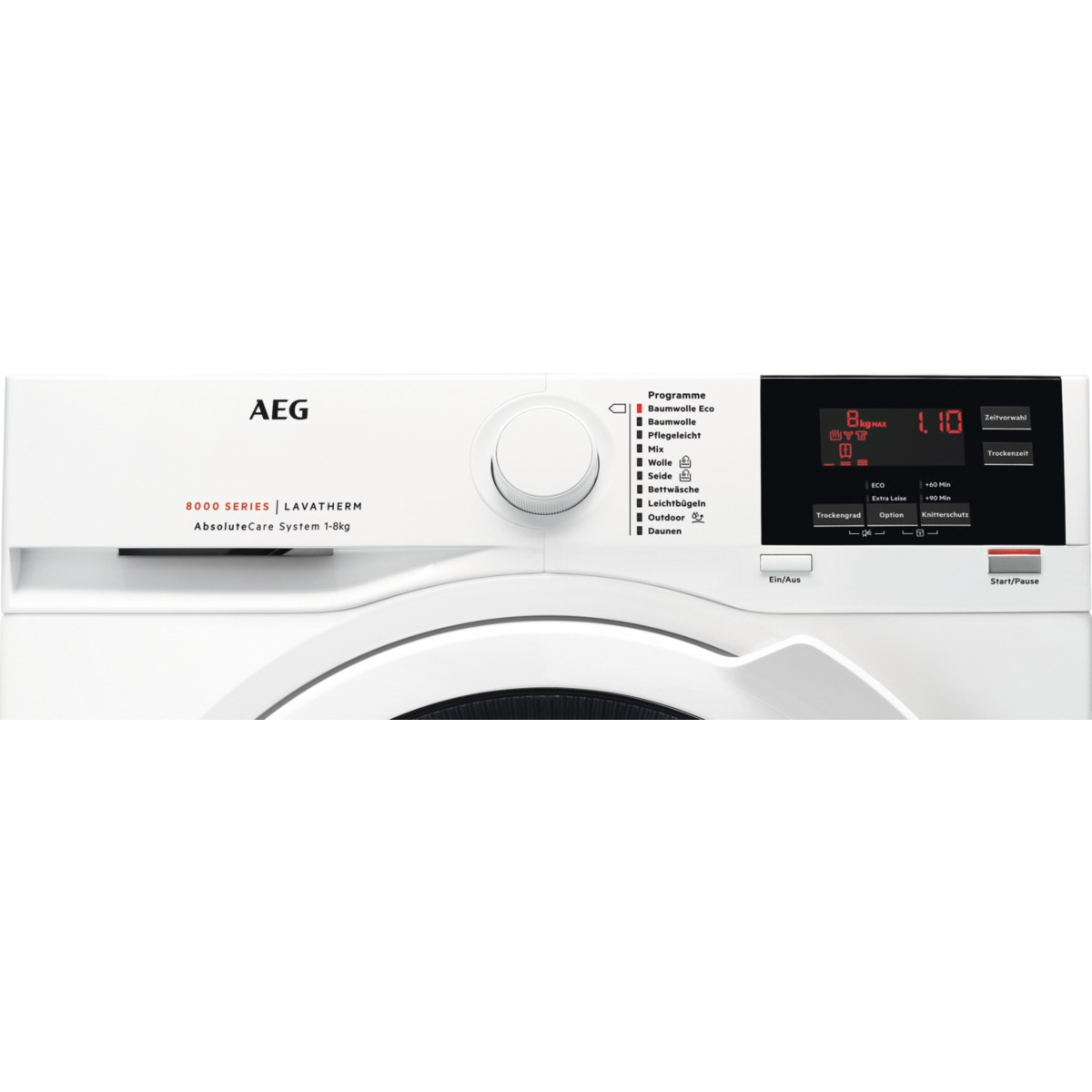 AEG T8DB67580 Wärmepumpentrockner Serie 8000 mit AbsoluteCare Trommelsteuerung (8 kg, A++, Weiß / Weiß / Weiß)