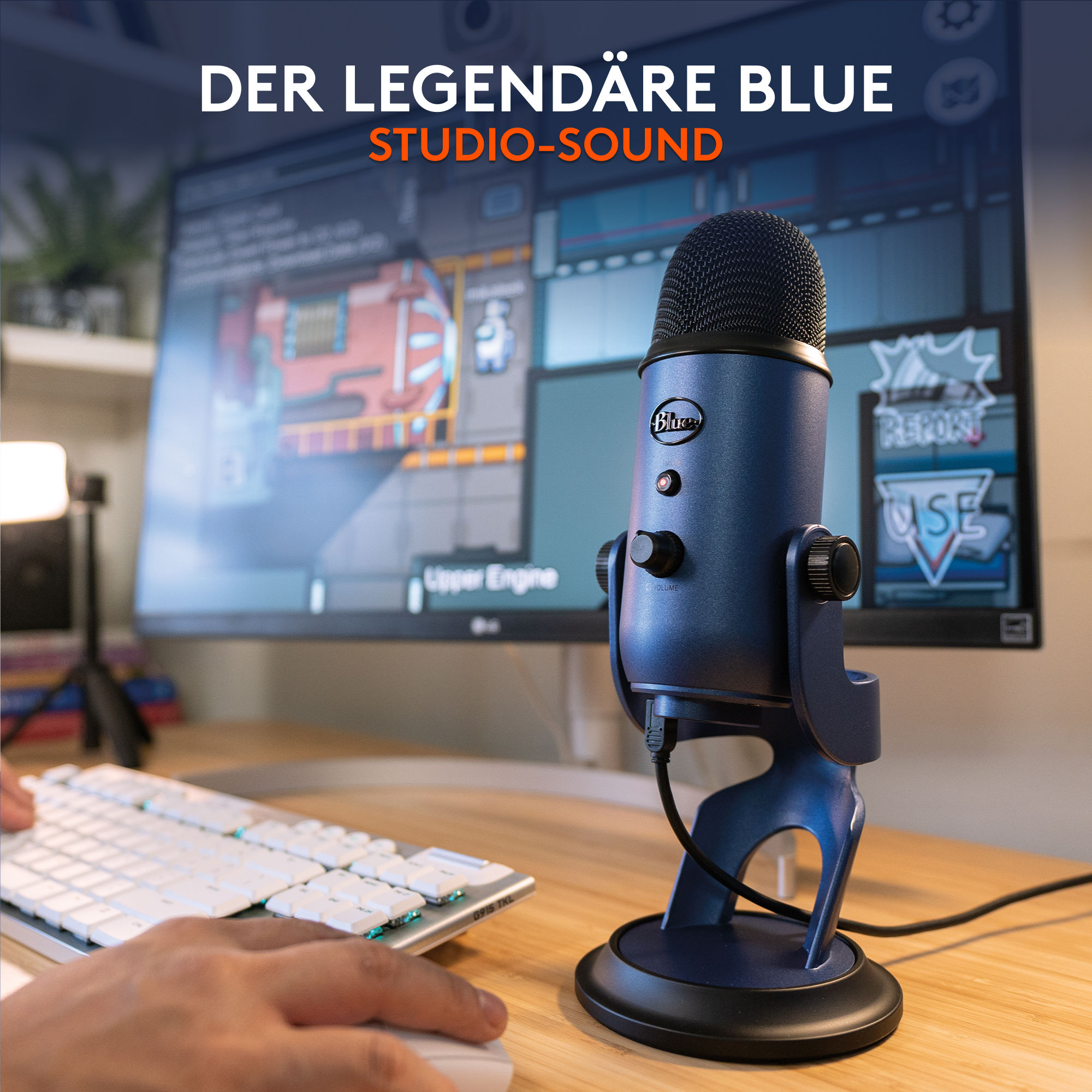 BLUE MICROPHONES Yeti, Streaming, PC/ Play, Gaming, Midnight Blue für Podcasting Mac, and Mikofon, auf Plug USB