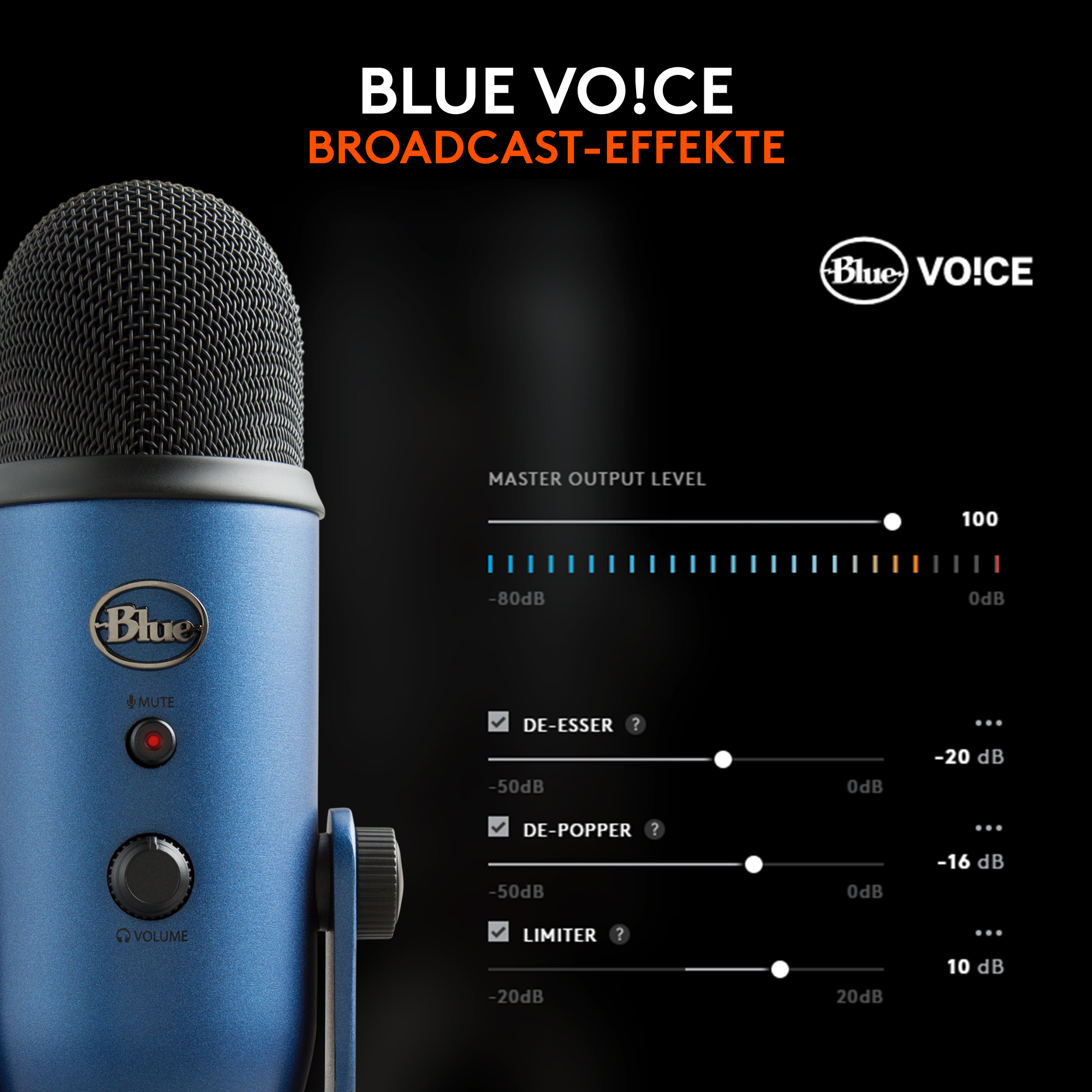 BLUE MICROPHONES Yeti, Streaming, PC/ Play, Gaming, Midnight Blue für Podcasting Mac, and Mikofon, auf Plug USB