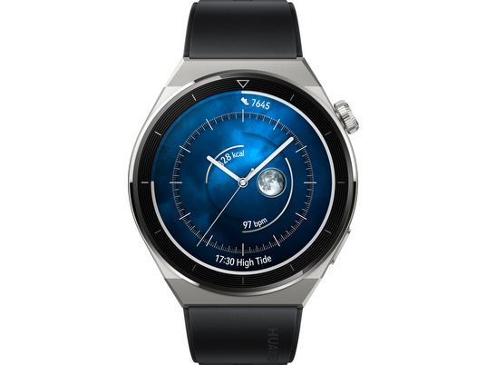 HUAWEI WATCH GT 3 Pro Titanium (46 mm) - Smartwatch (140 - 210 mm, Fluorélastomère, Gris titane/noir)
