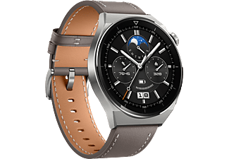 HUAWEI WATCH GT 3 Pro Titanium (46 mm) - Smartwatch (140 - 210 mm, Leder, Titangrau/Grau)