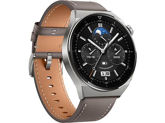 HUAWEI WATCH GT 3 Pro Titanium (46 mm) - Smartwatch (140 - 210 mm, Pelle, Grigio Titanio/Grigio)
