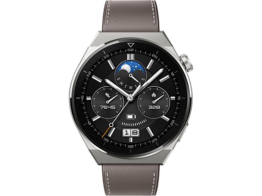 HUAWEI WATCH GT 3 Pro Titanium (46 mm) - Smartwatch (140 - 210 mm, Pelle, Grigio Titanio/Grigio)