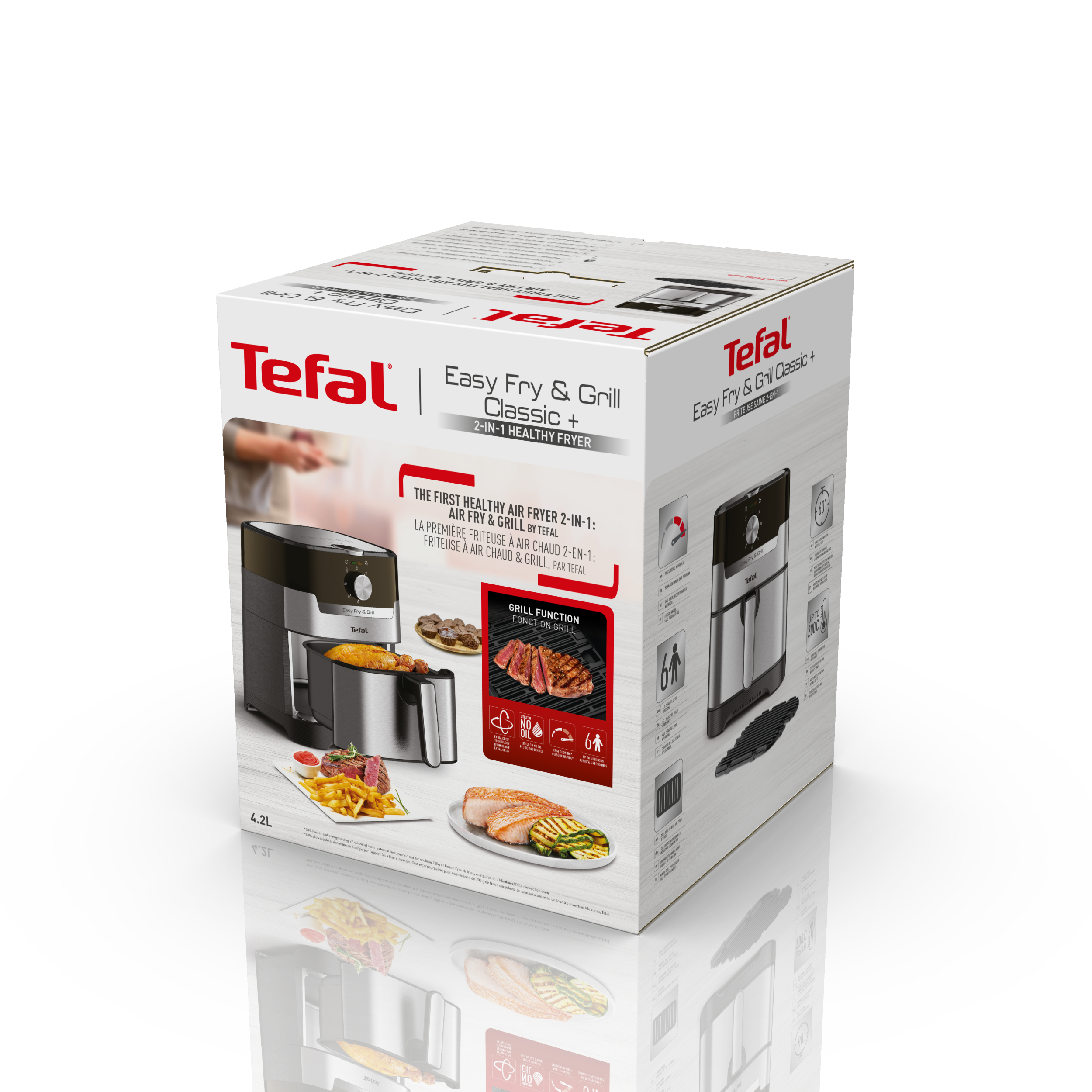 Tefal Easy Fry & Grill Classic doboza. A dobozon a termék képei láthatók.