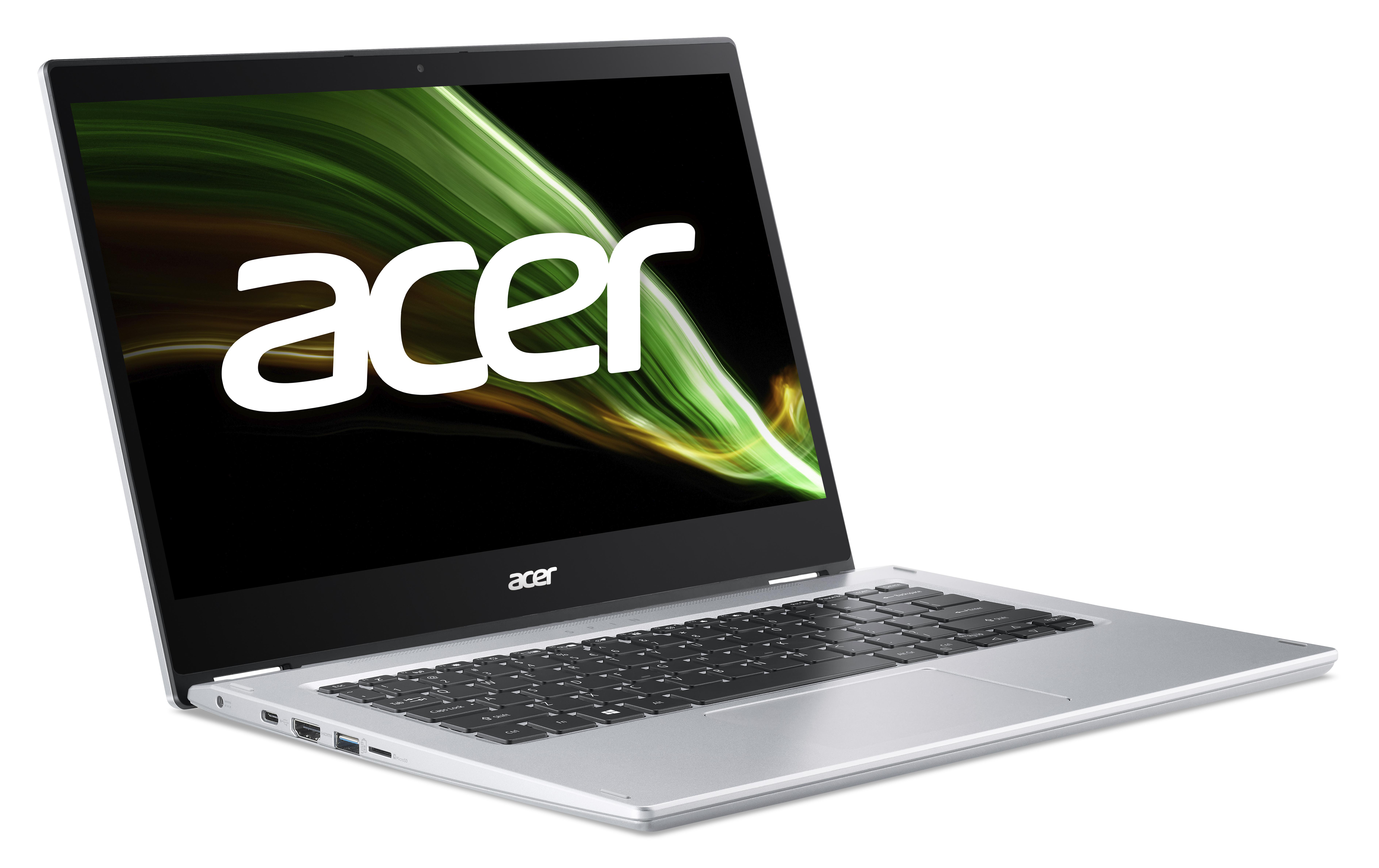 Acer Laptop mit grün-schwarzem Display.