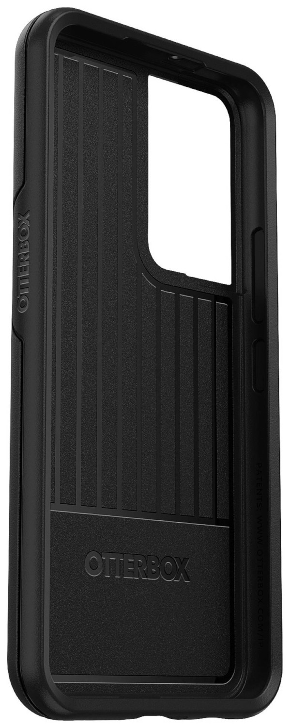 Coque de téléphone noire Otterbox, montrant l'intérieur avec la marque Otterbox en bas.