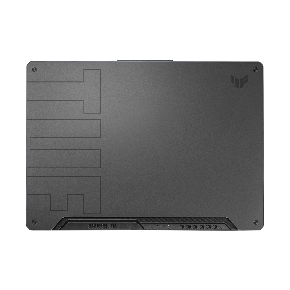 Ein dunkelgrauer Laptop mit dem Schriftzug 'TUF GAMING'.