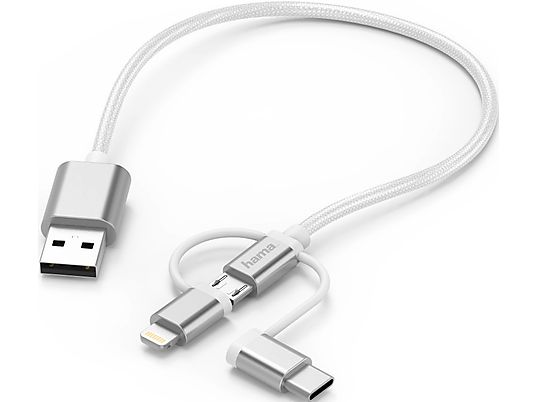 HAMA 183306 - 3in1-Micro-USB-Kabel (Weiss)