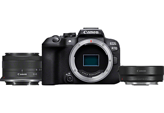 CANON EOS R10 Body + RF-S 18-45mm F4.5-6.3 IS STM + Adapter EF-EOS R - Appareil photo à objectif interchangeable Noir