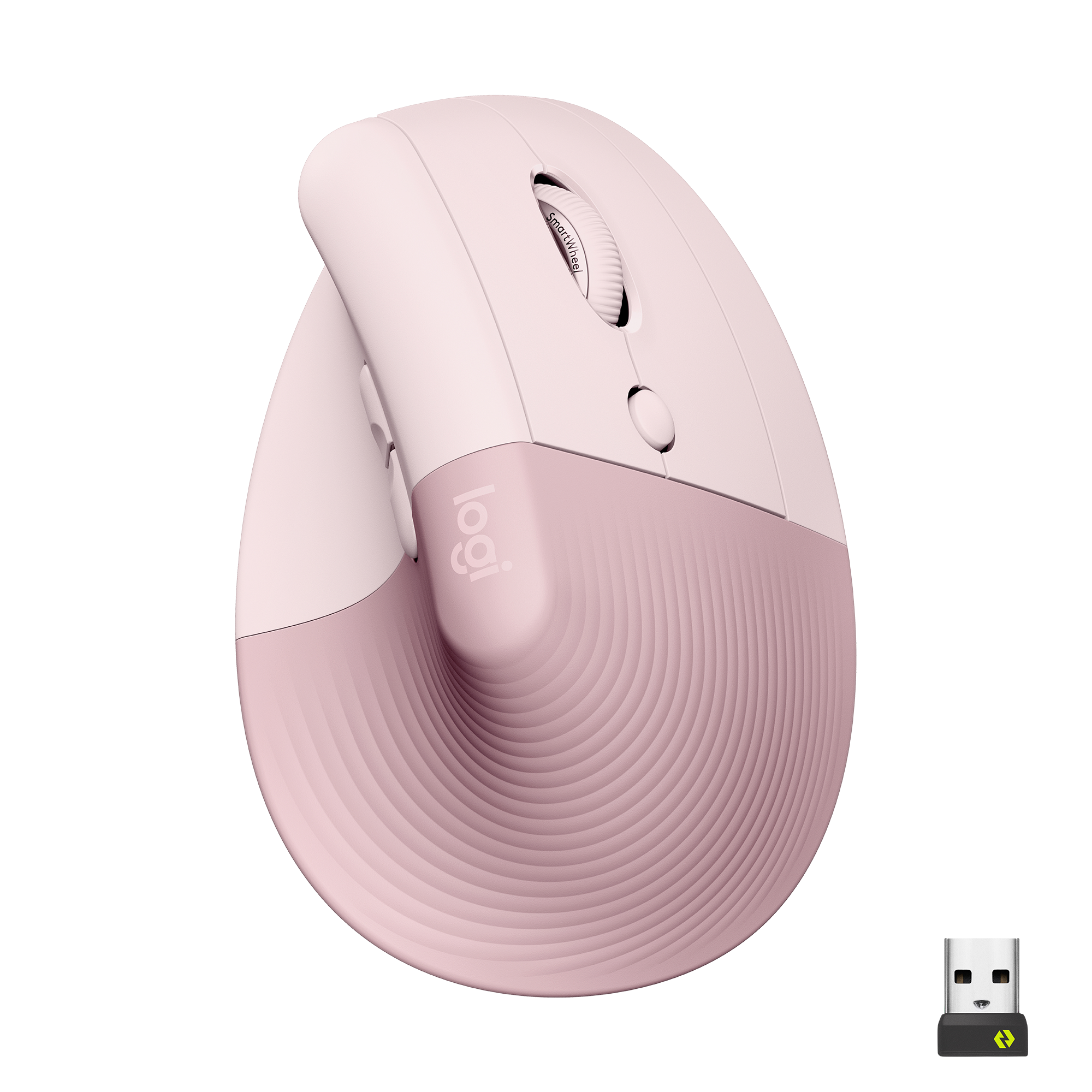 Ratón - Logitech Lift Vertical Ergonómico, Inalámbrico, 4000 ppp, Rosa