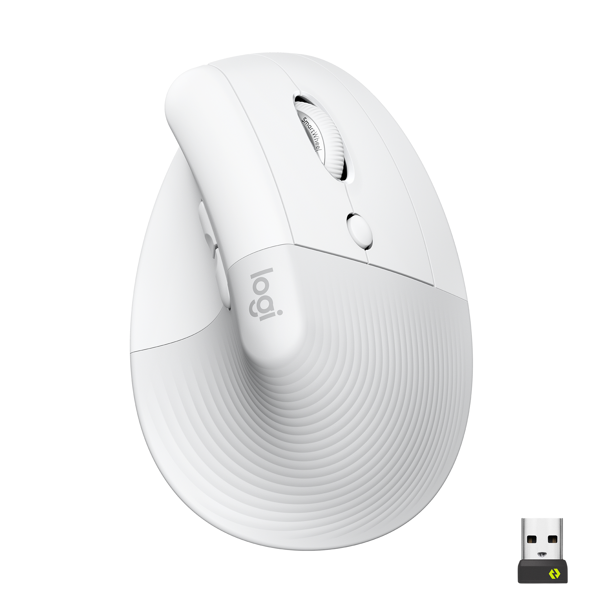 Ratón - Logitech Lift Vertical Ergonómico, Inalámbrico, 4000 ppp, Blanco