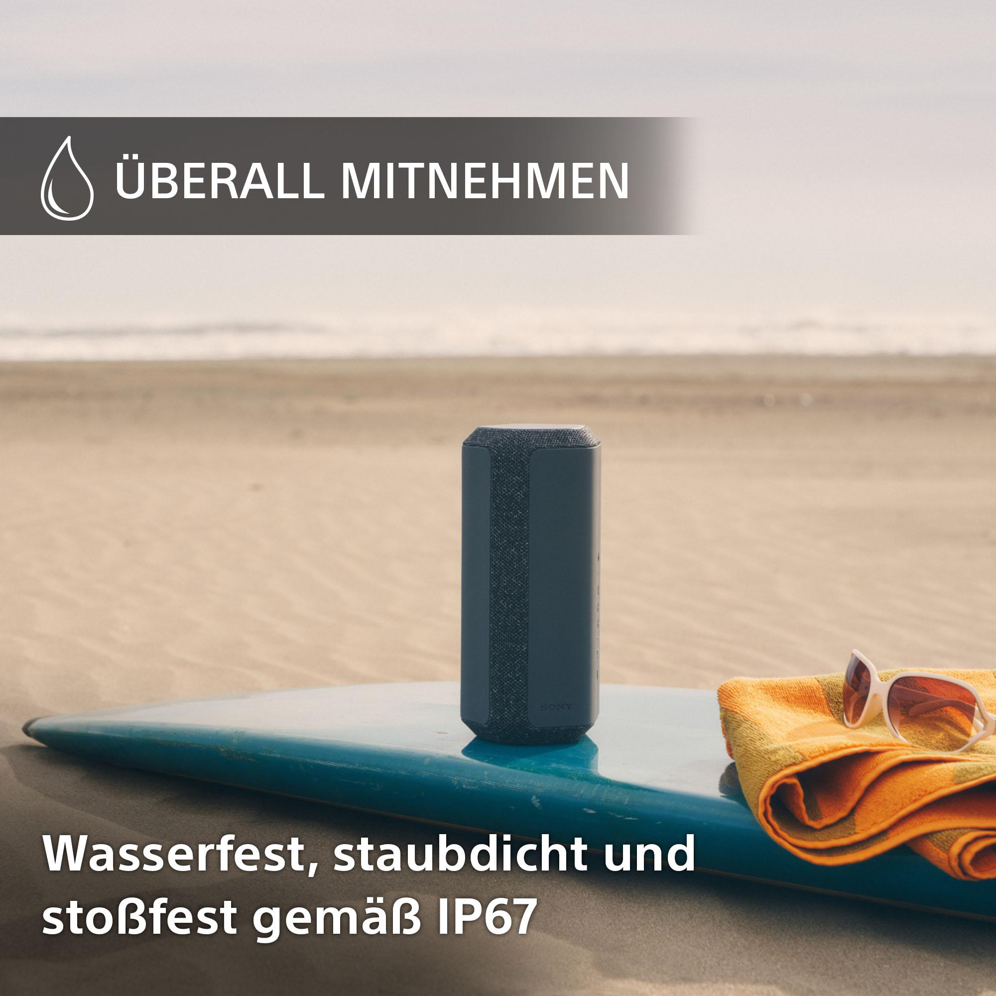 Bluetooth Wasserfest SRS-XE Hellgrau, Lautsprecher, 300 SONY