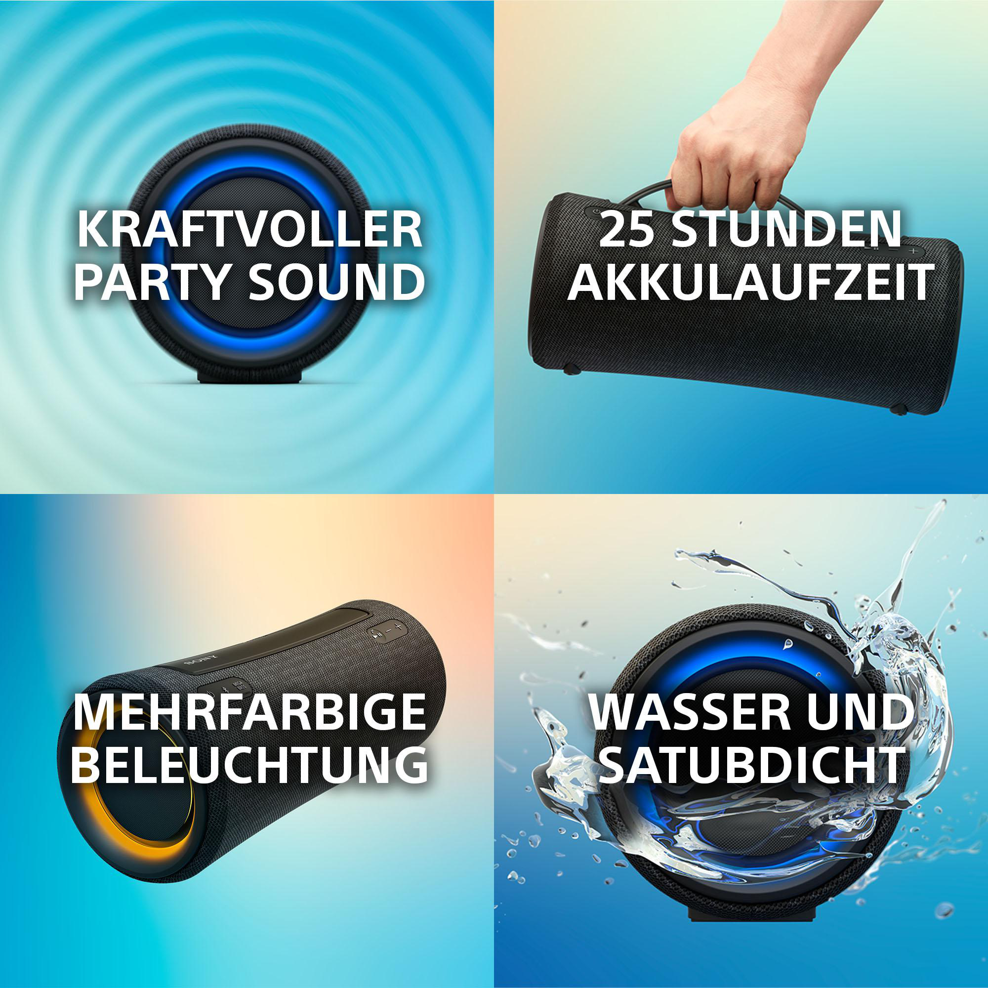 SRS-XG SONY Lautsprecher, Wasserfest 300 Schwarz, Bluetooth