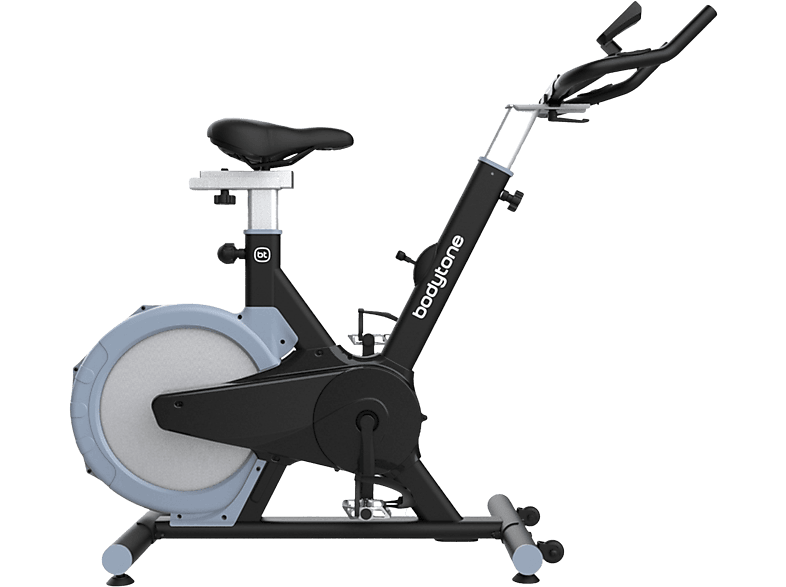 Bicicleta estática - Bodytone DS07, Manillar Spinning, Volante de inercia, Freno fricción, Negro/Gris