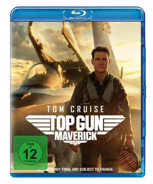 Top Gun: Maverick Blu-ray-Hülle. Tom Cruise ist auf dem Cover, mit einem Jet im Hintergrund.