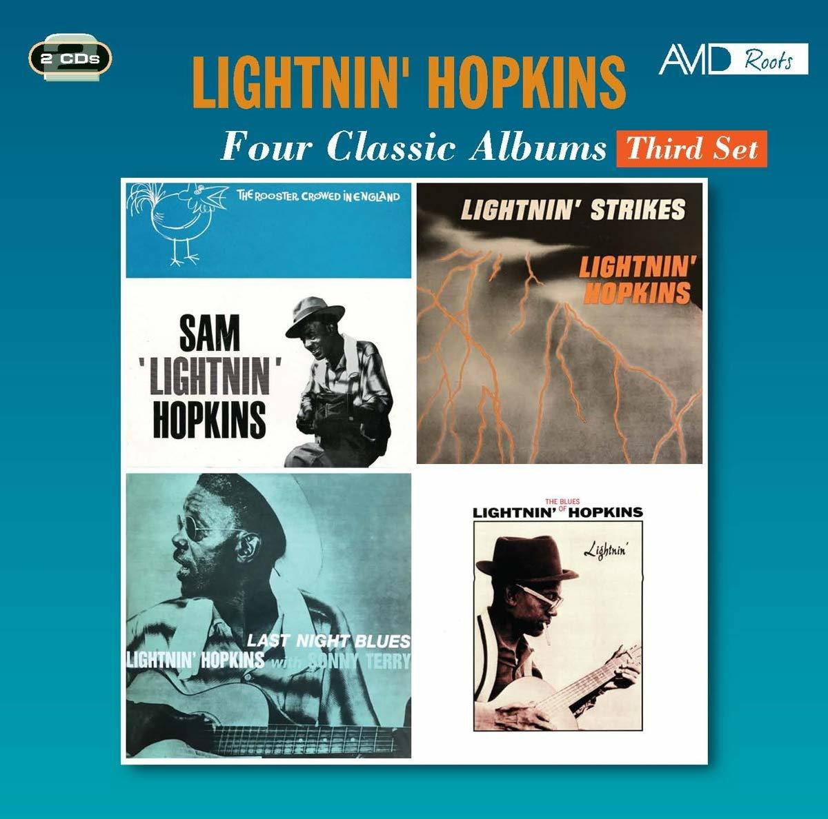 Album borító négy Lightnin' Hopkins albummal. A háttér kék.