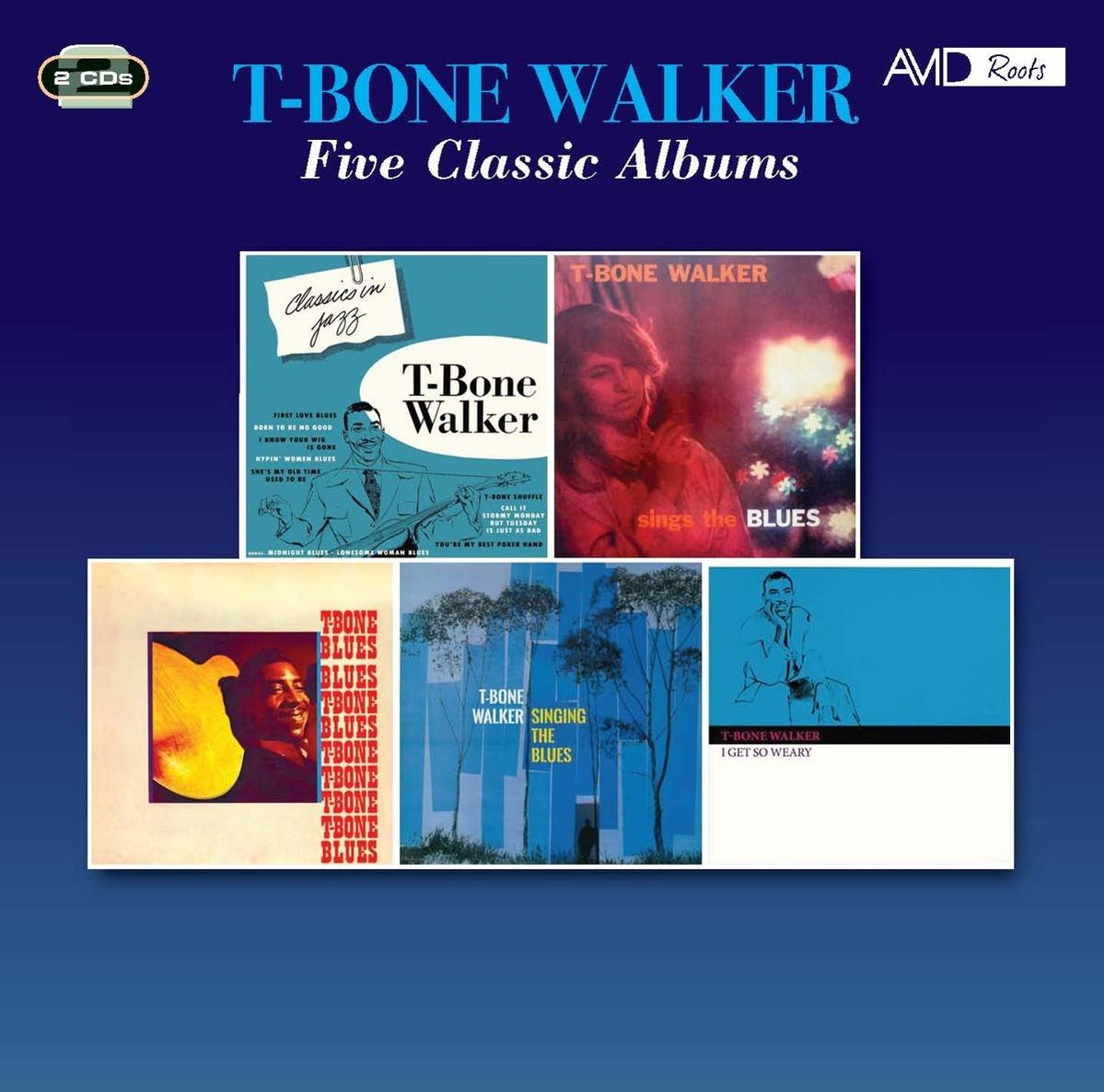 Album borító kollázs T-Bone Walker albumművészetével kék háttéren.