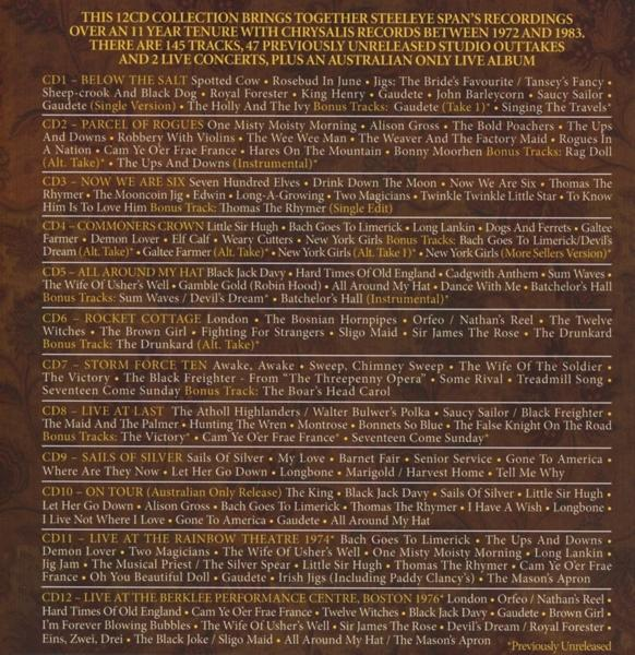 Verschiedene Titellisten auf CD mit Credits und Barcode auf der Rückseite.