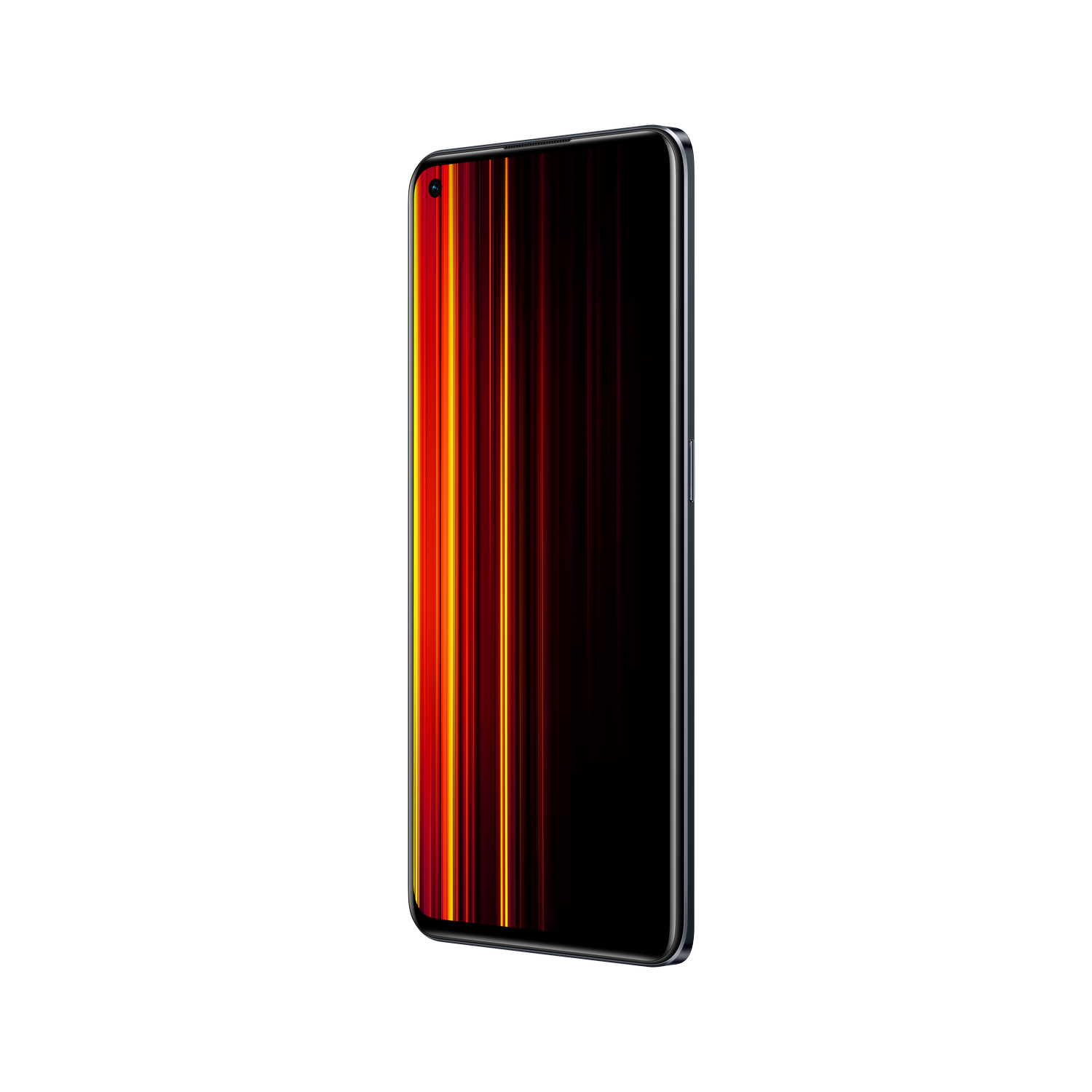 Un smartphone con un patrón de luz naranja y amarillo en la pantalla.