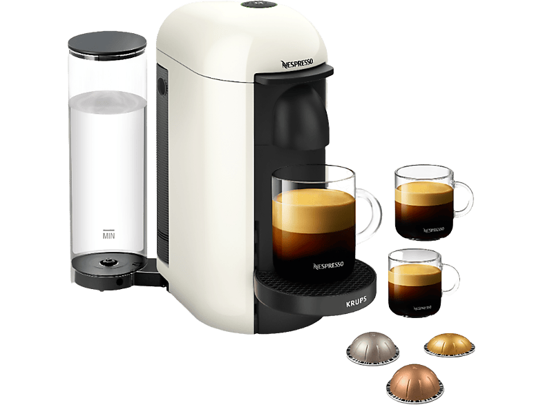 Cafetera de cápsulas  Nespresso® Krups Vertuo Pop XN920110, 1500 W, 0.56  L, Calentamiento 30 s, Tecnología Centrifusion™, Bluetooth, Wi-Fi, White