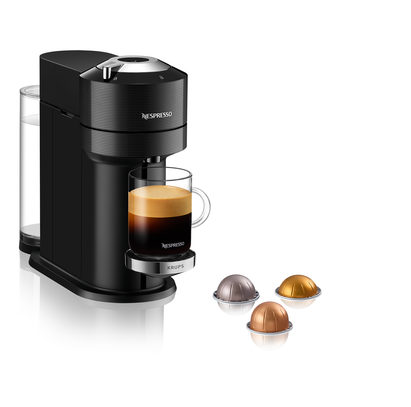 Cafetera de cápsulas - Nespresso® Krups Vertuo Next Premium XN9108, 1500 W, 1.1 L, Conexión Wi-Fi, Bluetooth, Negro