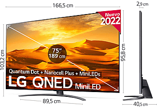 TV QNED 75" - LG 75QNED916QA, UHD 4K, Procesador Inteligente α7 Gen5 AI Processor 4K, Smart TV, DVB-T2 (H.265), Negro
