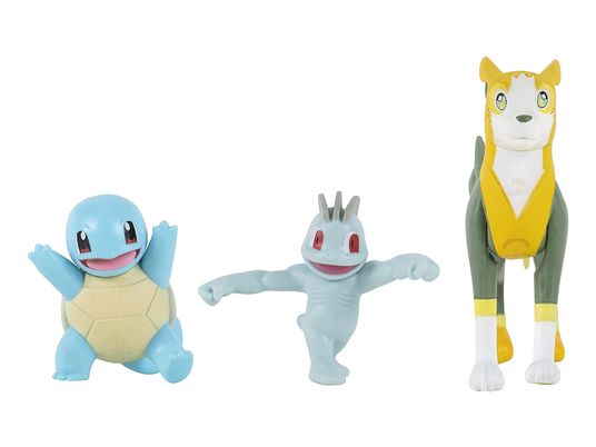 JAZWARES Pokémon : Carapuce, Fulgudog, Machoc - Pack de 3 - Figurine de collection (Multicolore)