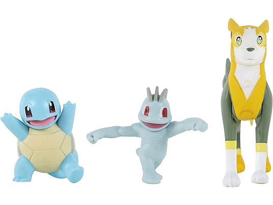 JAZWARES Pokémon : Carapuce, Fulgudog, Machoc - Pack de 3 - Figurine de collection (Multicolore)
