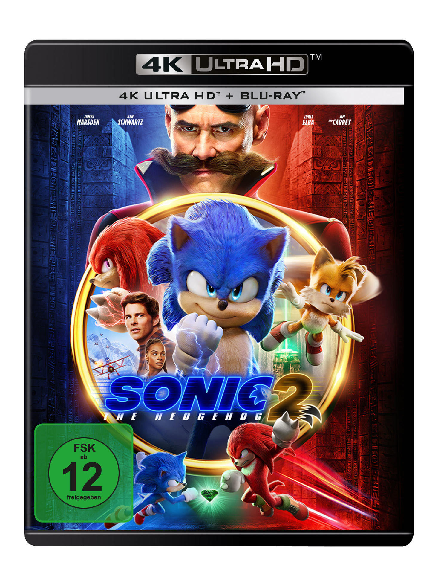Filmposter von Sonic the Hedgehog 2 mit den Charakteren und Schauspielern.