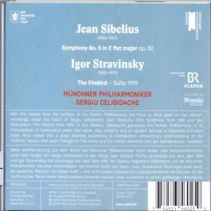 CD-Rückseite mit Text über Jean Sibelius und Igor Strawinsky.