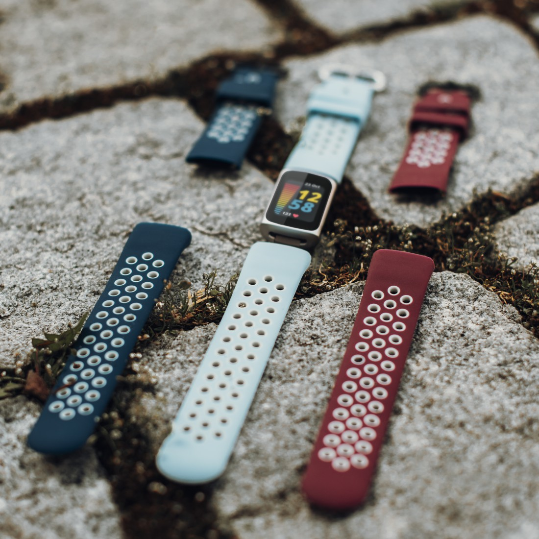 HAMA Sportarmband, Ersatzarmband, Dunkelblau/Grau Fitbit