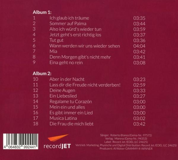 Titelliste auf einem CD-Case. Titel sind auf Deutsch. Das Label ist RecordJet.
